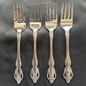 4-  Salad Forks Oneida Community BRAHMS Stainless Steel Flatware Silverware